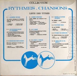 [Pochette de Rythmes et chansons 1 -  Accordon virtuose  (Mario CAVELERO) - verso]