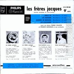 [Pochette de Quatre chansons de Ricet-Barrier - 9me srie (Les FRRES JACQUES) - verso]