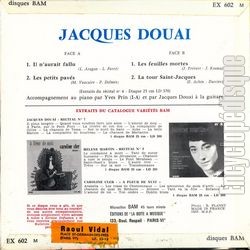 [Pochette de Il n’aurait fallu (Jacques DOUAI) - verso]