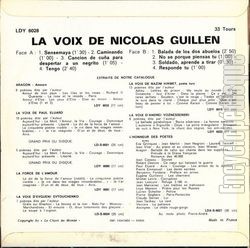 [Pochette de La voix de… (Nicolas GUILLEN) - verso]