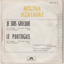 [Pochette de Je suis Grecque (Mlina MERCOURI) - verso]