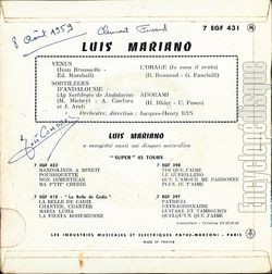 [Pochette de Vnus (Luis MARIANO) - verso]