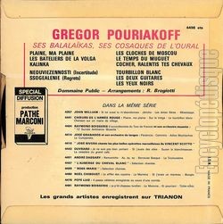 [Pochette de Les plus beaux chants russes par les cosaques de l’Oural (Gregor POURIAKOFF) - verso]