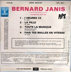 [Pochette de 7h 1/4 (Bernard JANIS) - verso]