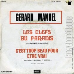 [Pochette de Les clefs du paradis (Grard MANUEL) - verso]