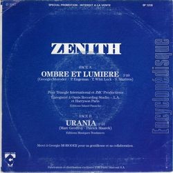 [Pochette de Ombre et lumire (ZENITH) - verso]