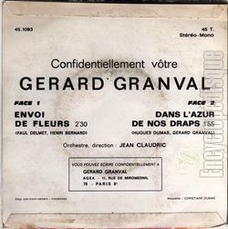 [Pochette de Envoi de fleurs (Grard GRANVAL) - verso]