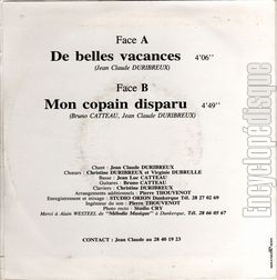 [Pochette de De belles vacances (HEXAGONE (2)) - verso]