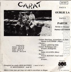 [Pochette de Oublie-la (CARAT) - verso]