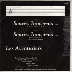 [Pochette de Sourirs innocents (Les AVENTURIERS (2)) - verso]