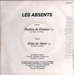 [Pochette de Parfum de femme (Les ABSENTS) - verso]