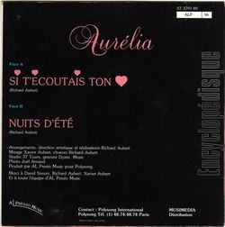 [Pochette de Si t’coutais ton cœur (AURLIA (2)) - verso]