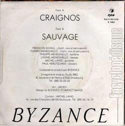 [Pochette de Craignos (BYZANCE) - verso]