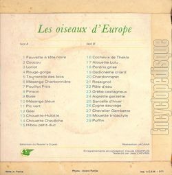 [Pochette de Les oiseaux d’Europe (DOCUMENT) - verso]