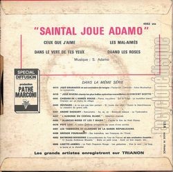 [Pochette de 4 succs d’Adamo (Oscar SAINTAL) - verso]