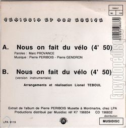 [Pochette de Nous on fait du vlo (PRIBOIS ET SON QUIPE) - verso]