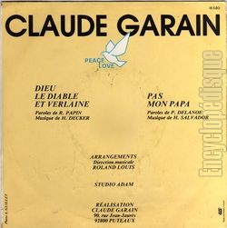 [Pochette de Dieu, le Diable et Verlaine (Claude GARAIN) - verso]