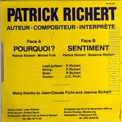 [Pochette de Pourquoi ? (Patrick RICHERT) - verso]