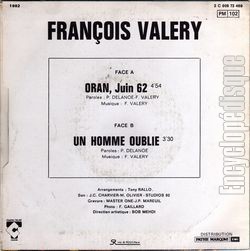 [Pochette de Oran, Juin 62 (Franois VALRY) - verso]