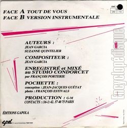 [Pochette de Tout de vous (Dany B) - verso]