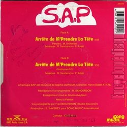 [Pochette de Arrte de m’prendre la tte (SAP) - verso]