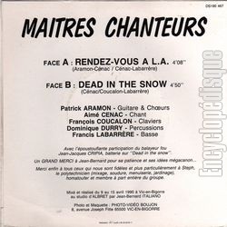 [Pochette de Rendez-vous  L.A. (MAITRES CHANTEURS) - verso]