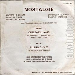 [Pochette de Clin d’œil (NOSTALGIE (2)) - verso]