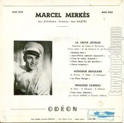 [Pochette de La veuve joyeuse (Marcel MERKS et Paulette MERVAL) - verso]