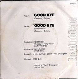 [Pochette de Good bye (SYNTHSE) - verso]