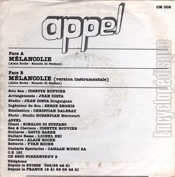 [Pochette de Mlancolie (APPEL (2)) - verso]