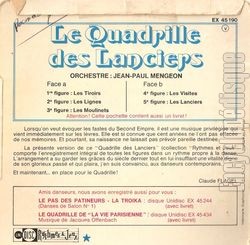 [Pochette de Le quadrille des Lanciers (DOCUMENT) - verso]