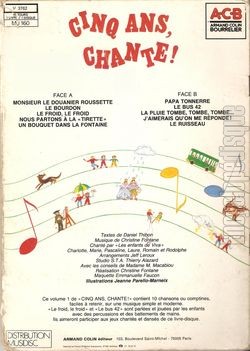 [Pochette de Cinq ans, chante ! - volume 1 (Christine FONTANE) - verso]