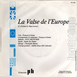 [Pochette de La valse de l’Europe (Franois D’AISME) - verso]