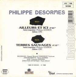 [Pochette de Ailleurs et ici (Philippe DESORMES) - verso]