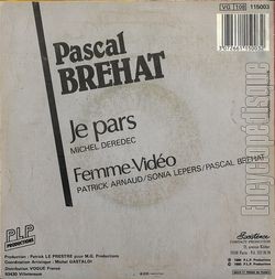 [Pochette de Je pars (Pascal BRHAT) - verso]