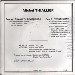 [Pochette de Quand tu reviendras (Michel THIALLIER) - verso]