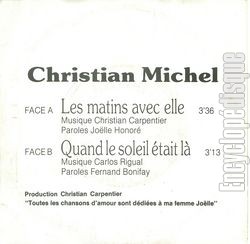 [Pochette de Les matins avec elle (Christian MICHEL) - verso]