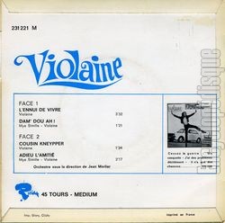 [Pochette de Adieu l’amiti (VIOLAINE) - verso]