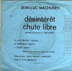 [Pochette de Chute libre (Jean-Luc MACHUREY) - verso]