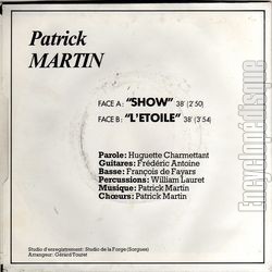 [Pochette de Show (Patrick MARTIN) - verso]