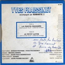 [Pochette de La photo froisse (Yves FRAISSINET) - verso]