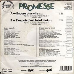 [Pochette de Encore plus vite (PROMESSE) - verso]