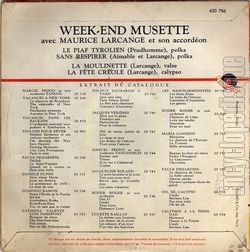 [Pochette de Week-end musette (Maurice LARCANGE) - verso]