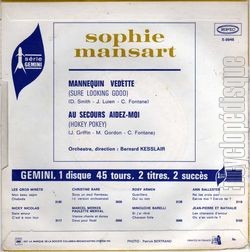 [Pochette de Mannequin vedette (Sophie MANSART) - verso]