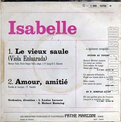 [Pochette de Le vieux saule (ISABELLE (DE FUNS)) - verso]