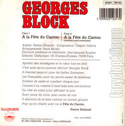 [Pochette de  la fte du canton (Georges BLOCK) - verso]