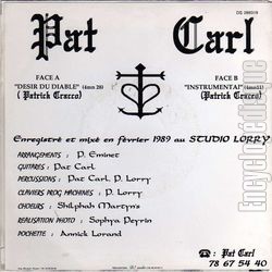 [Pochette de Dsir du diable (Pat CARL) - verso]