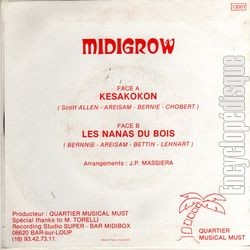 [Pochette de Kesakokon (MIDIGROW) - verso]