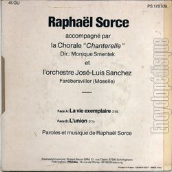 [Pochette de La vie exemplaire (Raphal SORCE) - verso]