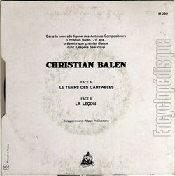 [Pochette de Le temps des cartables (Christian BALEN) - verso]